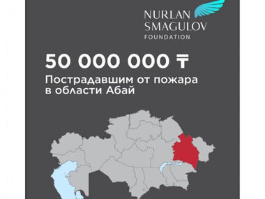 Фонд Нурлана Смагулова направляет 50 млн тенге в область Абай