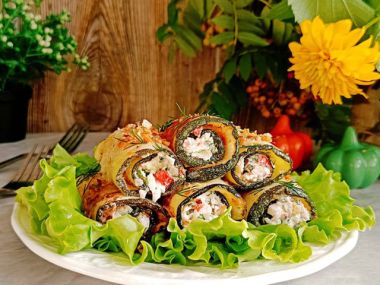 Кабачковые рулеты с крабовым мясом