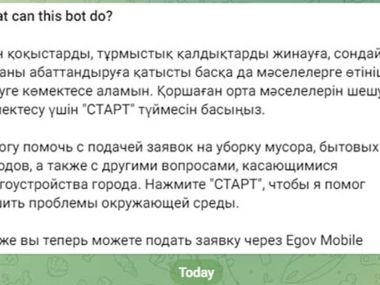 Новый сервис «TazaQazBot» для решения экологических проблем запустили в РК
